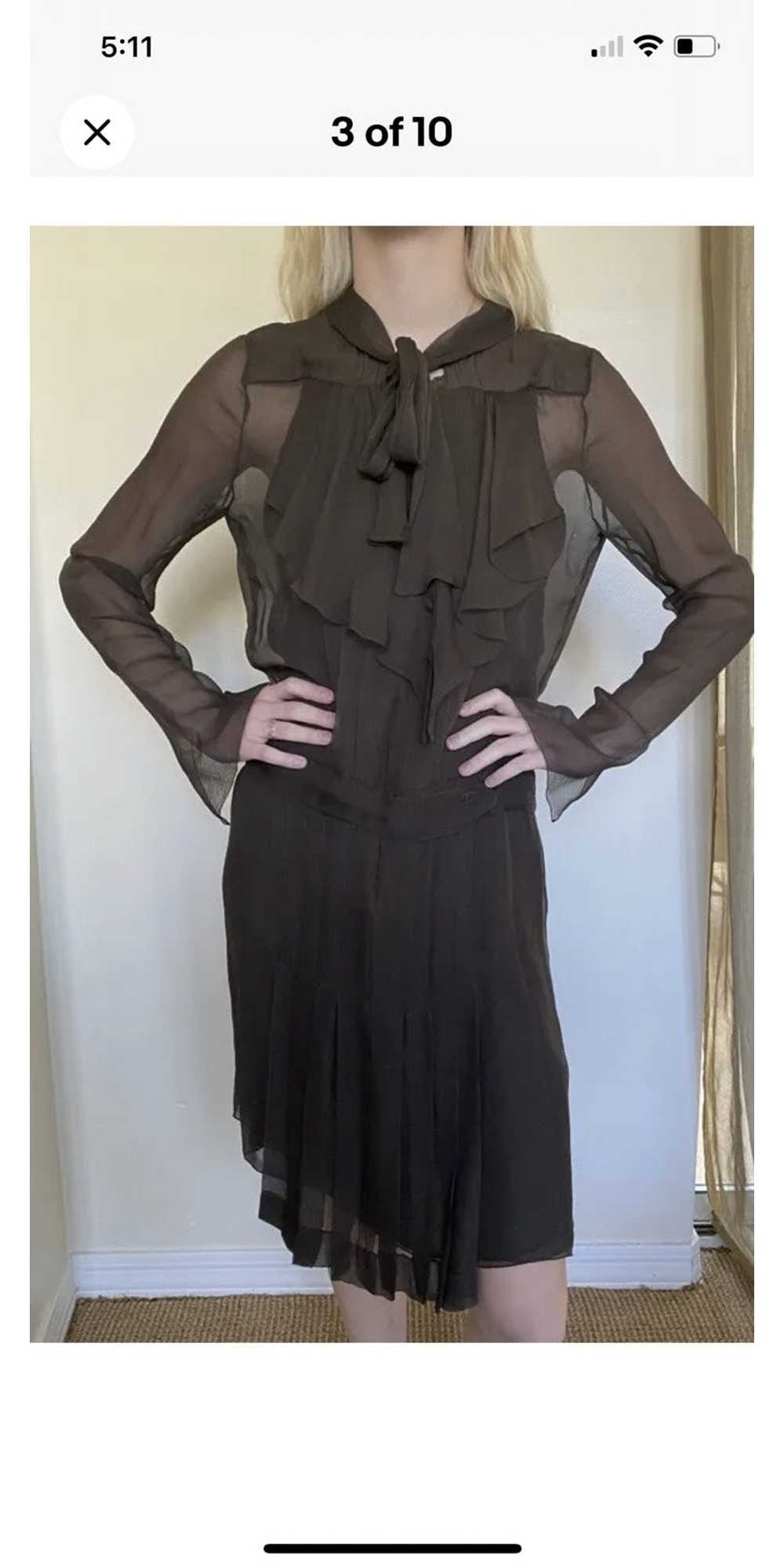 Chanel Pleated Silk Chiffon Dress - image 3
