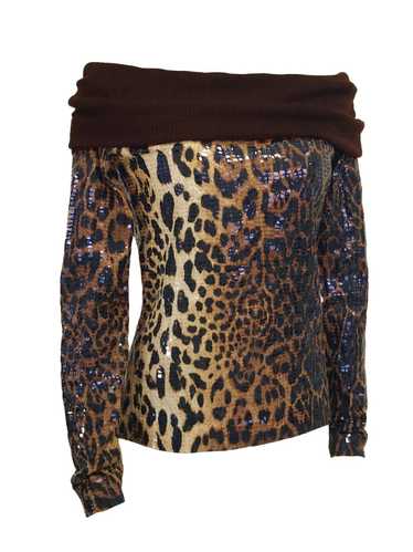 Dior Christian Dior Leopard Long Sleeve Brown Blo… - image 1