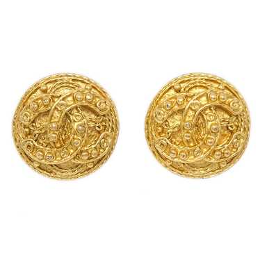 CHANEL 1994 CC Filigree Round Earrings Small 93597 - image 1