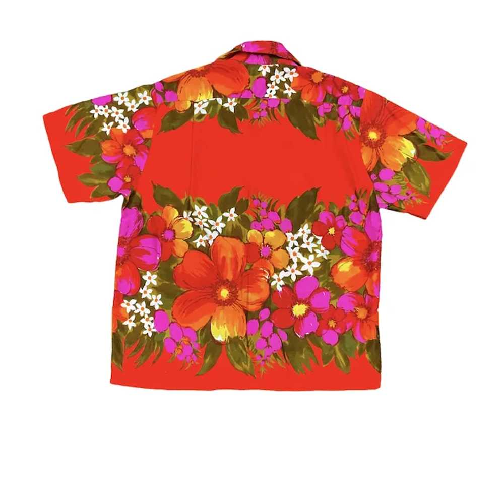 70s Hawaiian Aloha Shirt Neon Bright Floral - image 2