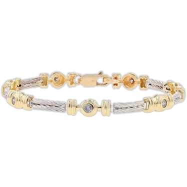 Yellow Gold Diamond Link Bracelet 7 1/2" - 14k Rou