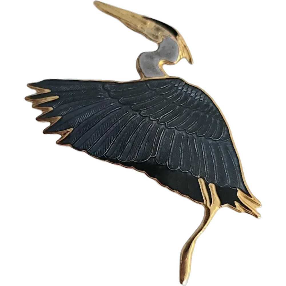 Wm Spear Vintage 1988 Heron Bird Pin Brooch, Sign… - image 1