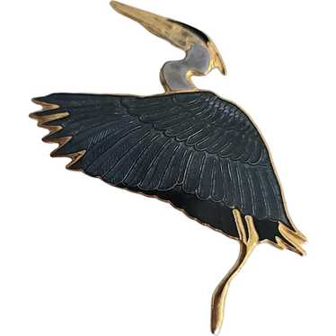 Wm Spear Vintage 1988 Heron Bird Pin Brooch, Sign… - image 1