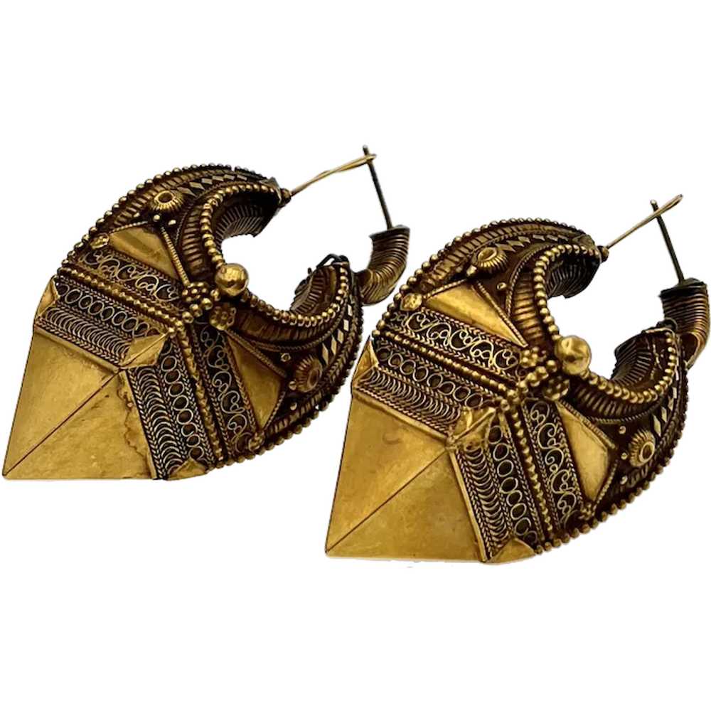 Antique 20k Gold Earrings - South Indian - Late 1… - image 7