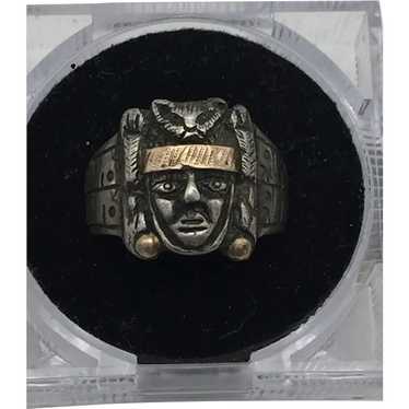 Vintage American Indian Head Ring Sterling Silver… - image 1