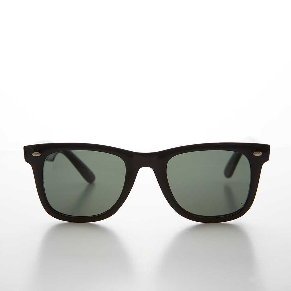 Classic Black Square Sunglass with Glass Lens - C… - image 1