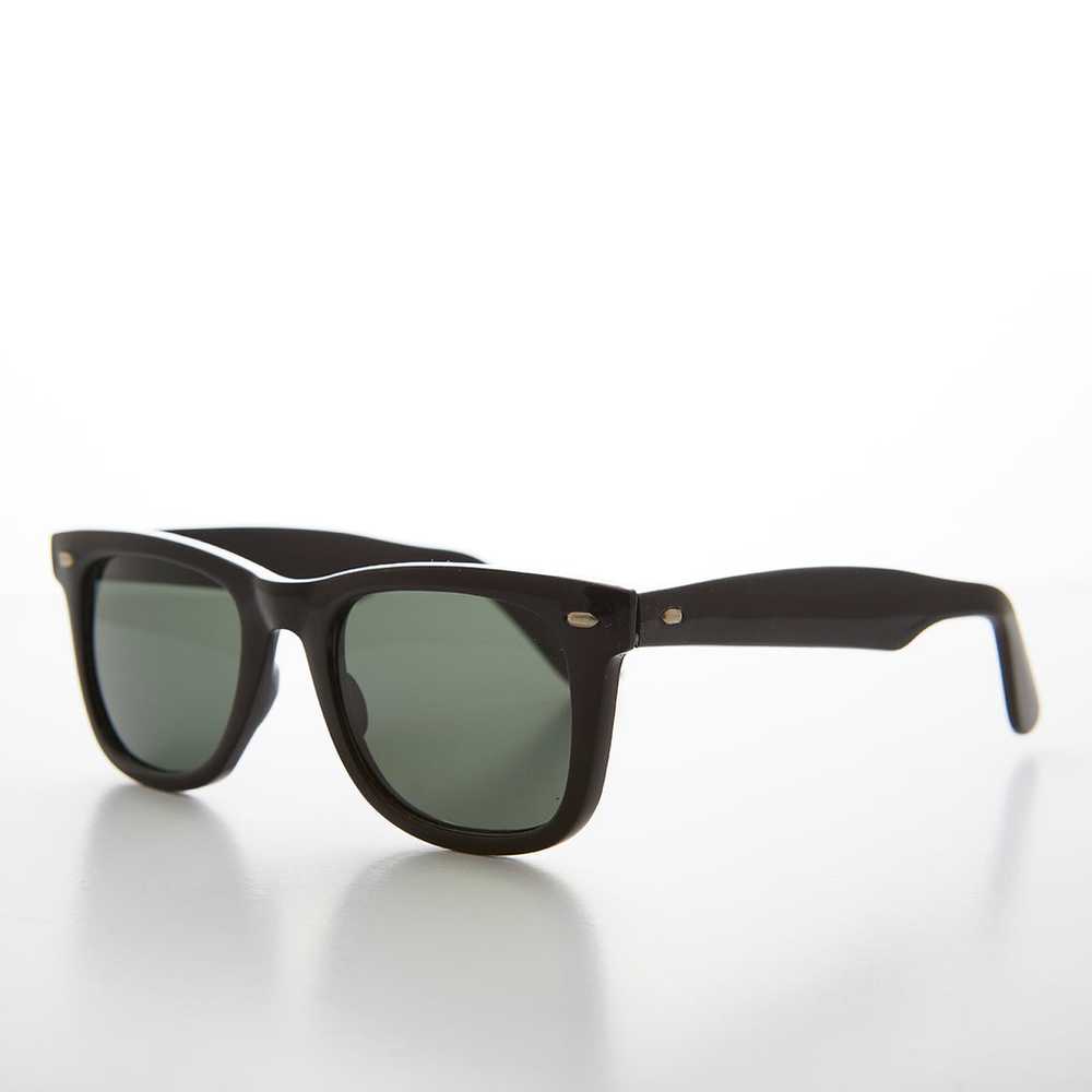 Classic Black Square Sunglass with Glass Lens - C… - image 2