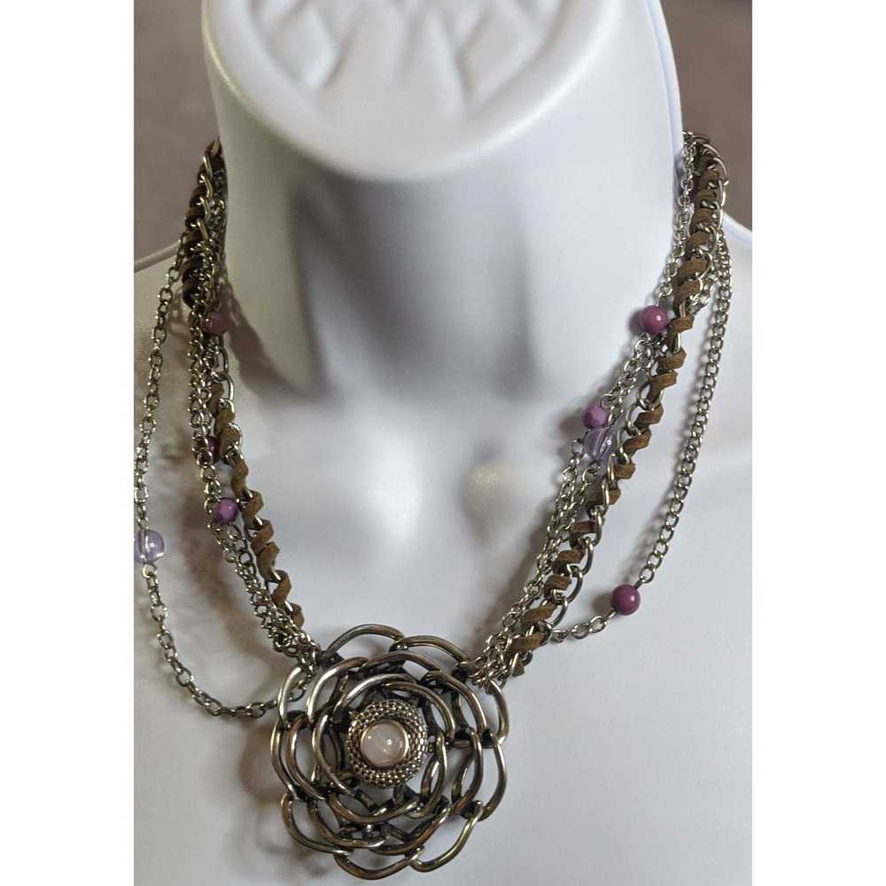 Other Purple Abstract Floral Necklace - image 4