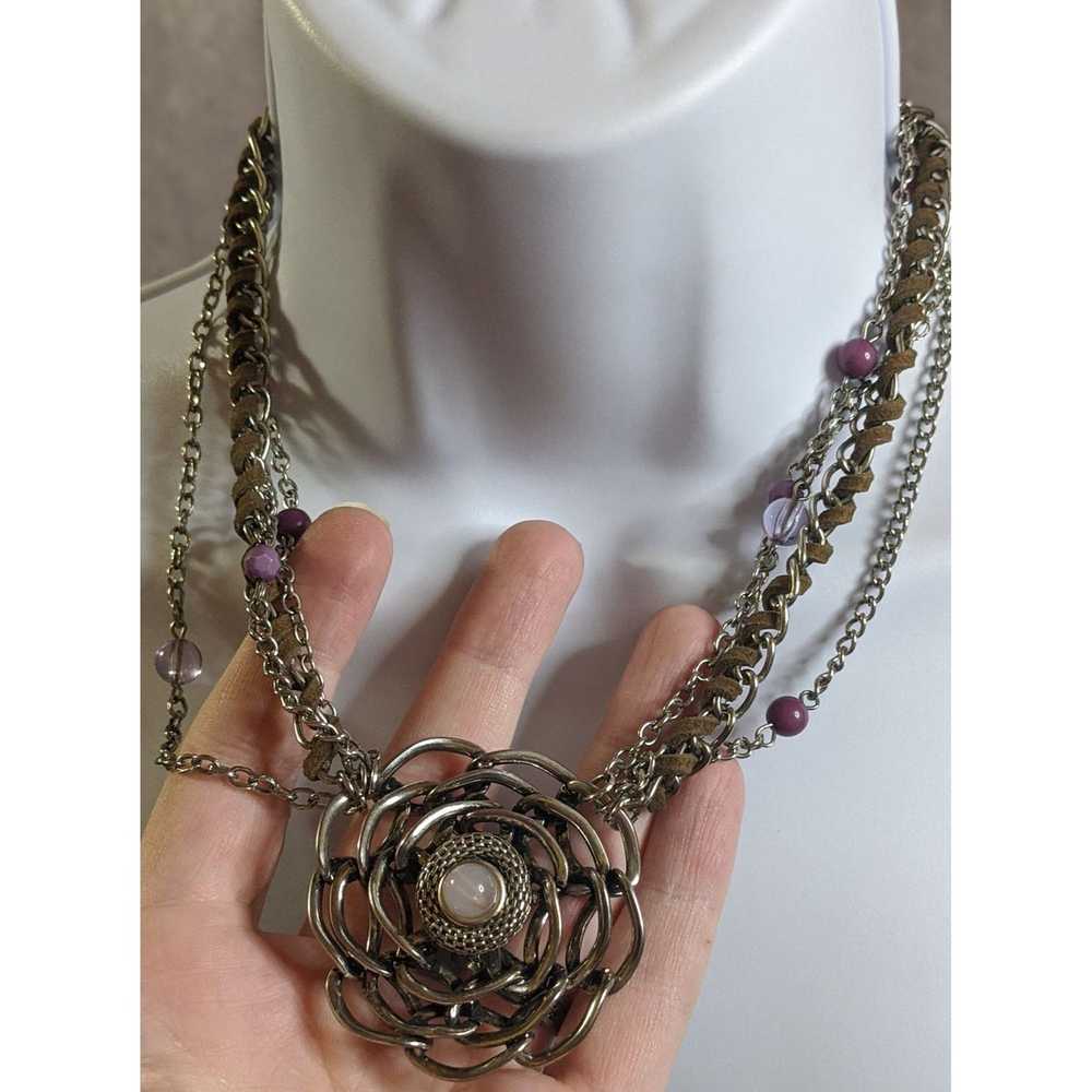 Other Purple Abstract Floral Necklace - image 5