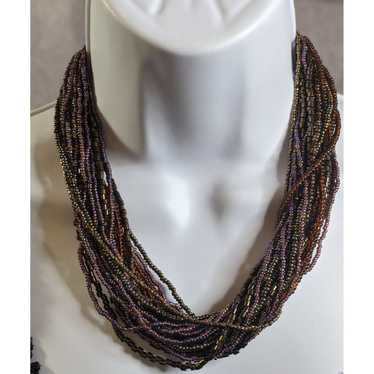 Other Multistrand Oil Slick Glass Beaded Necklace