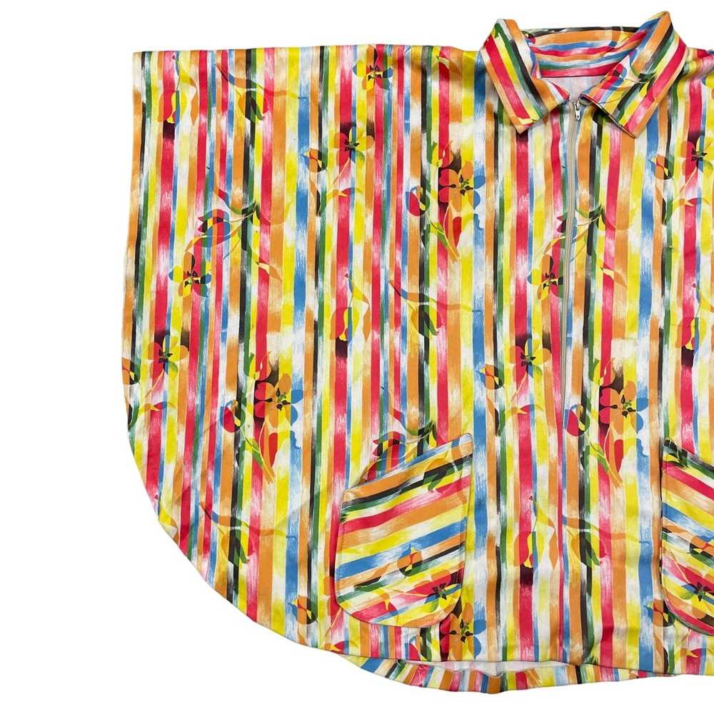 Vintage 70s VTG Poly Multicolor Rainbow Poncho Sh… - image 3