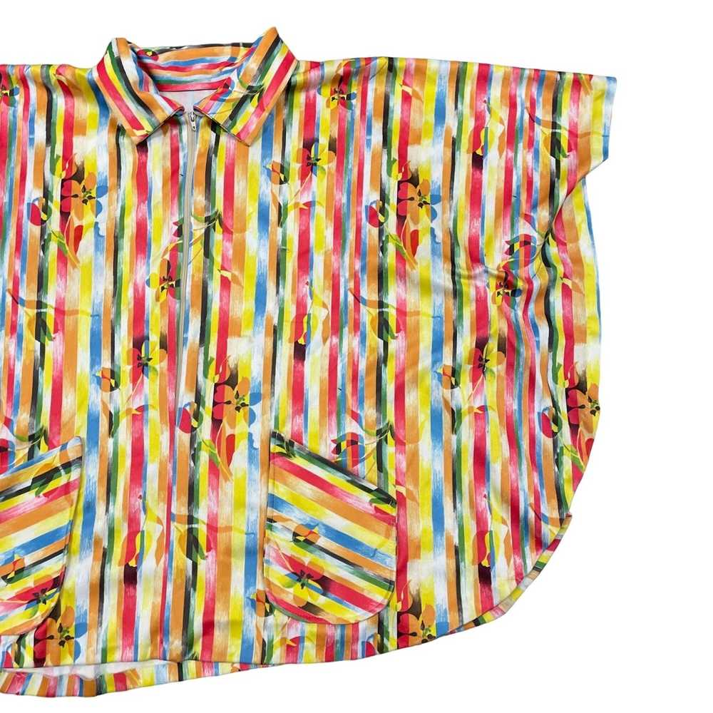 Vintage 70s VTG Poly Multicolor Rainbow Poncho Sh… - image 4