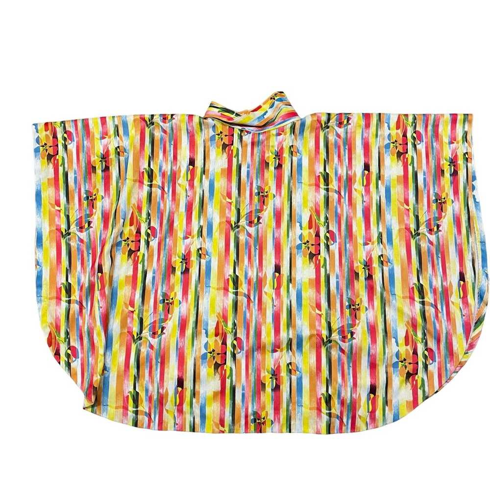 Vintage 70s VTG Poly Multicolor Rainbow Poncho Sh… - image 6