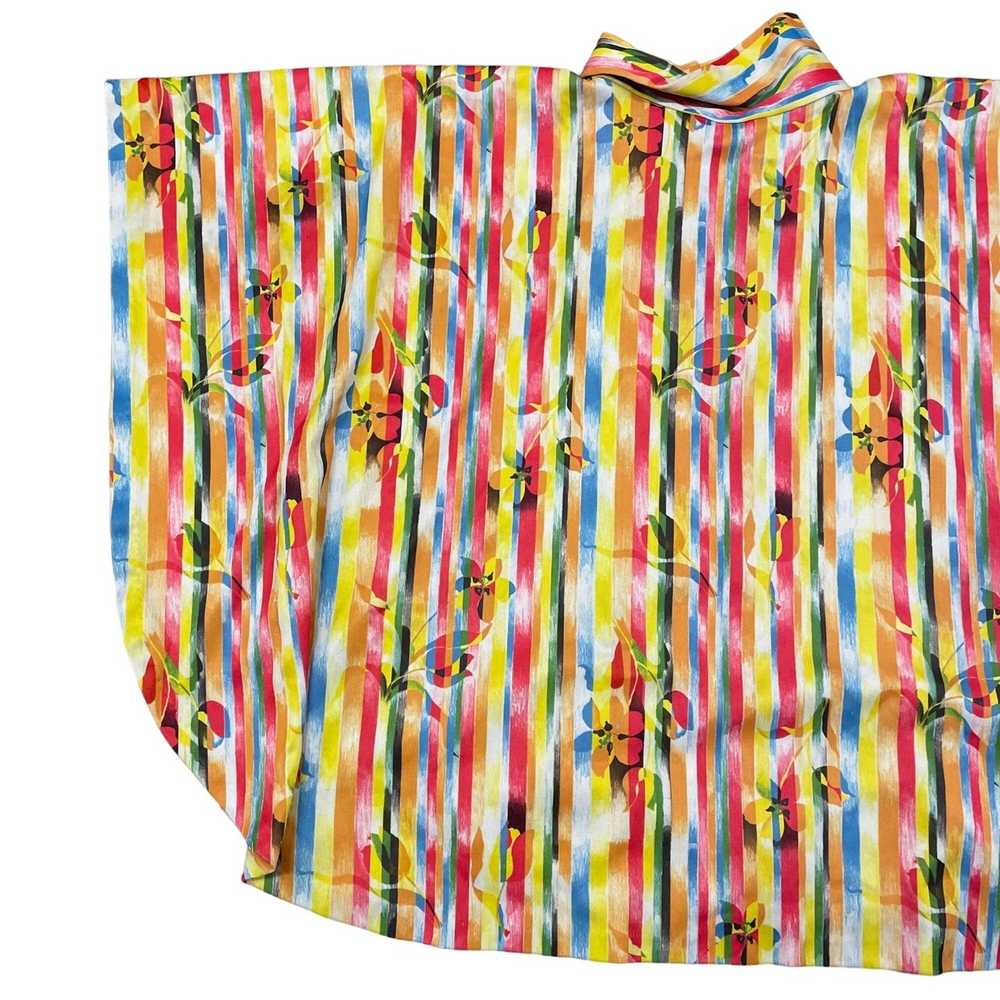 Vintage 70s VTG Poly Multicolor Rainbow Poncho Sh… - image 7