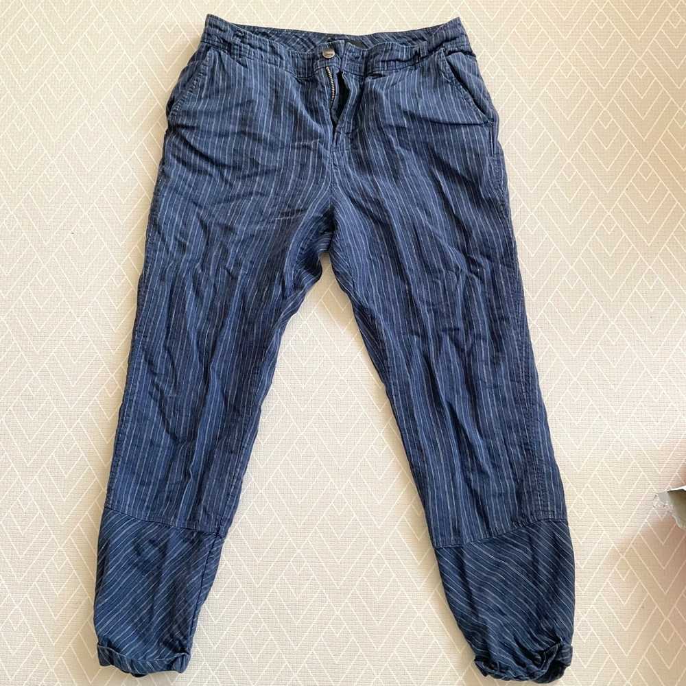 Mango MNG MANGO striped blue linen pants SZ8 Wais… - image 1