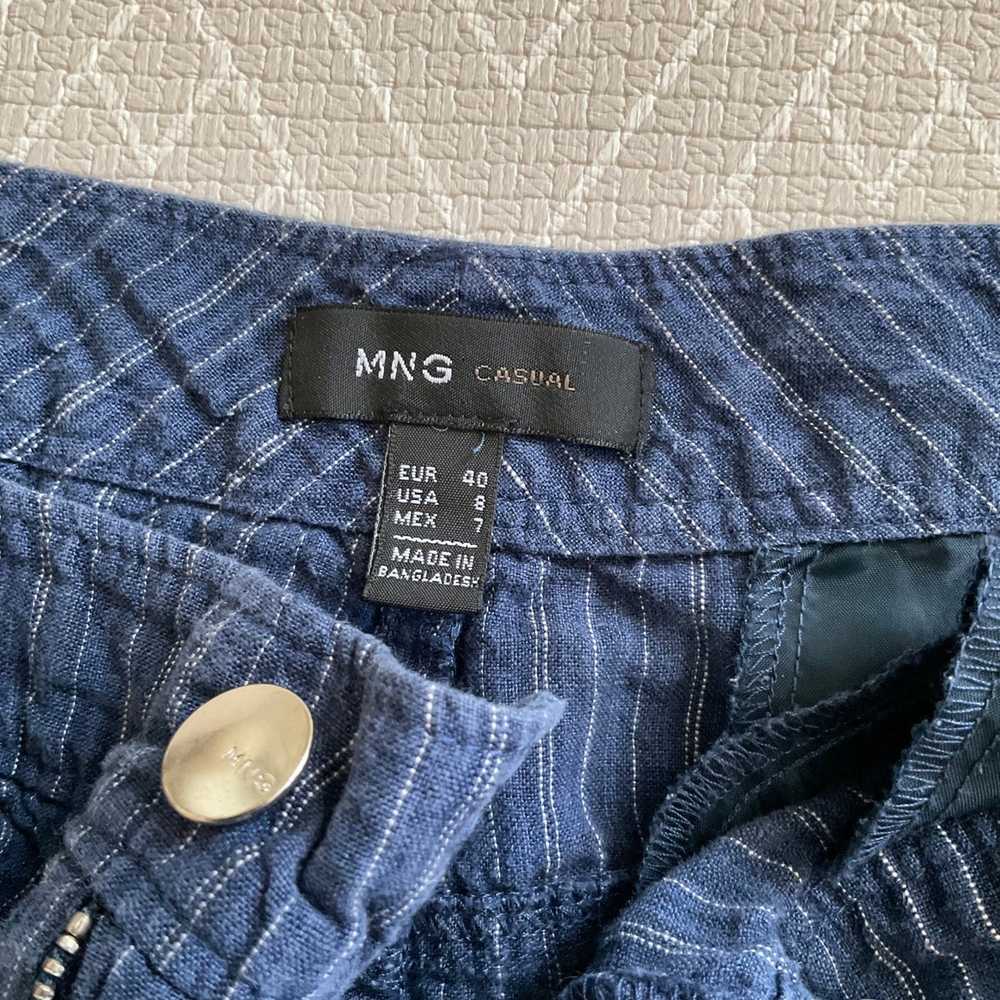 Mango MNG MANGO striped blue linen pants SZ8 Wais… - image 7