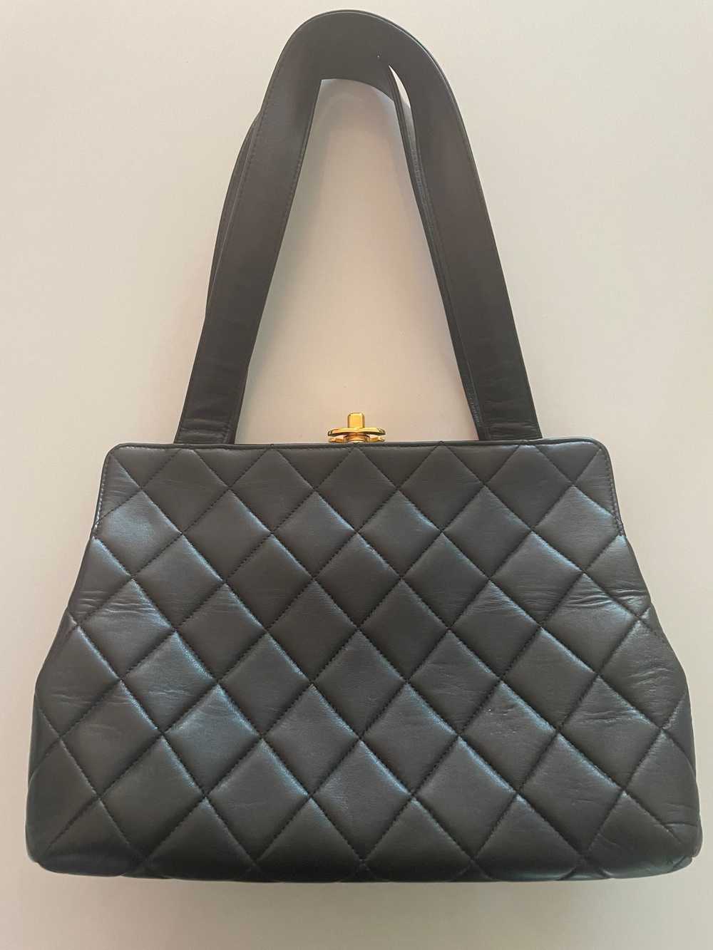 Chanel Vintage Chanel Black Quilted Lamb Leather … - image 1