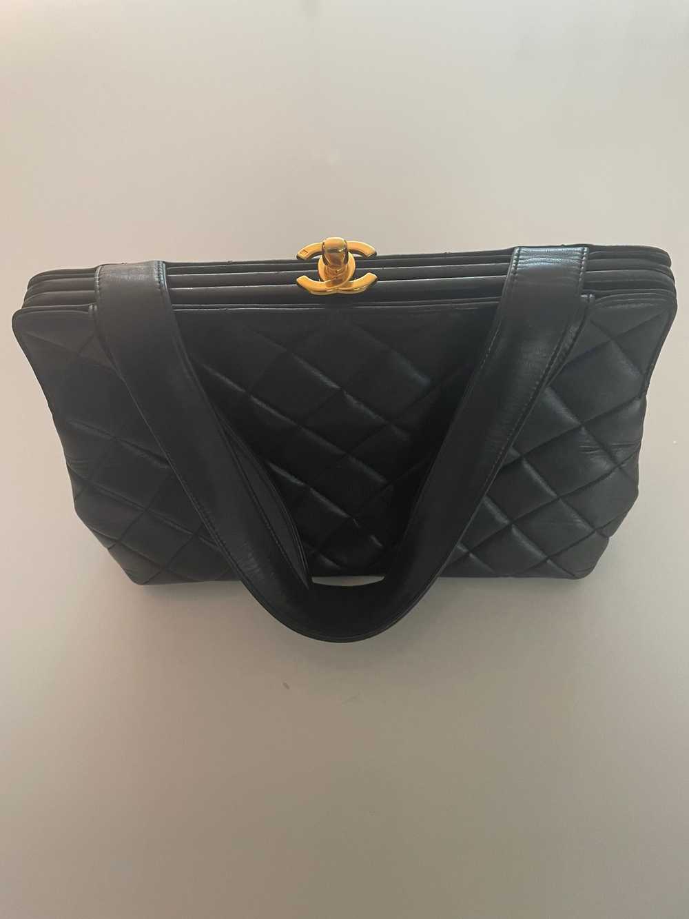 Chanel Vintage Chanel Black Quilted Lamb Leather … - image 2