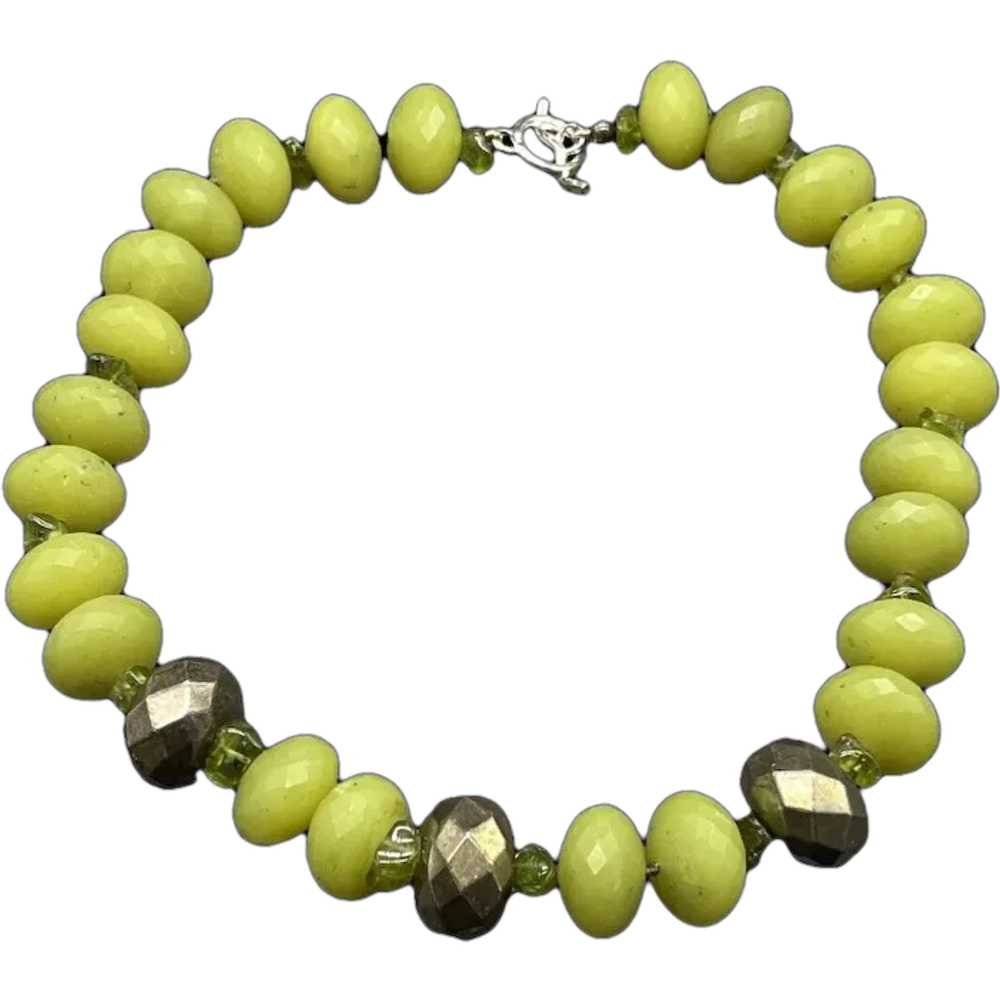 Nephrite Jade peridot 925 Sterling Chunky bead Ne… - image 1