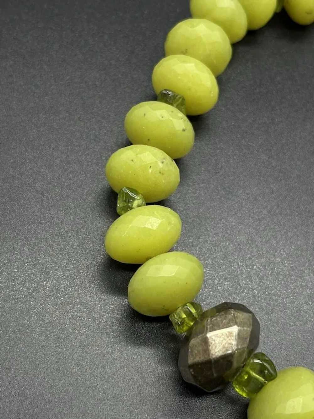 Nephrite Jade peridot 925 Sterling Chunky bead Ne… - image 3