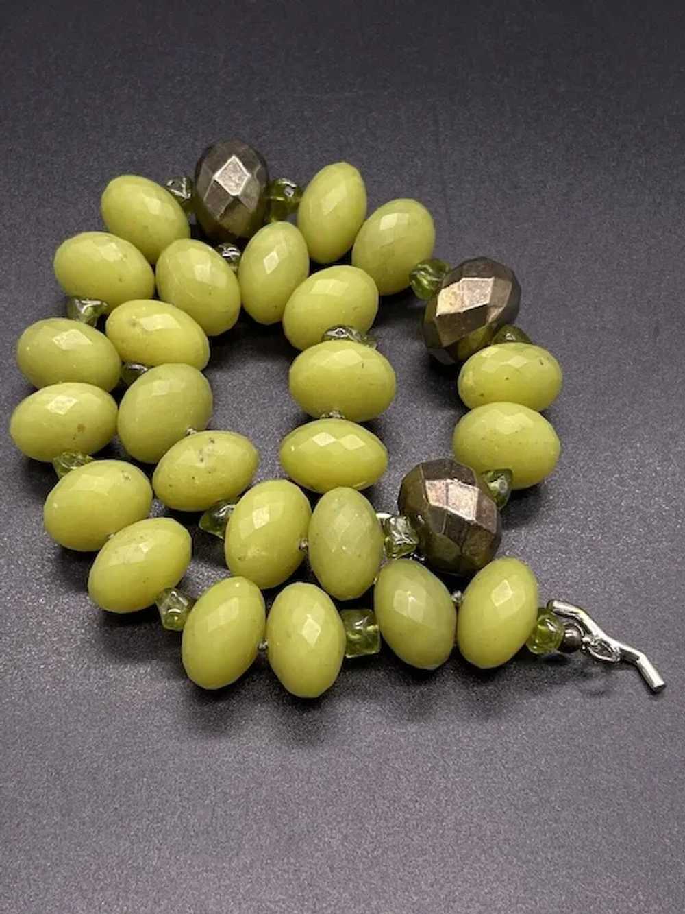 Nephrite Jade peridot 925 Sterling Chunky bead Ne… - image 4