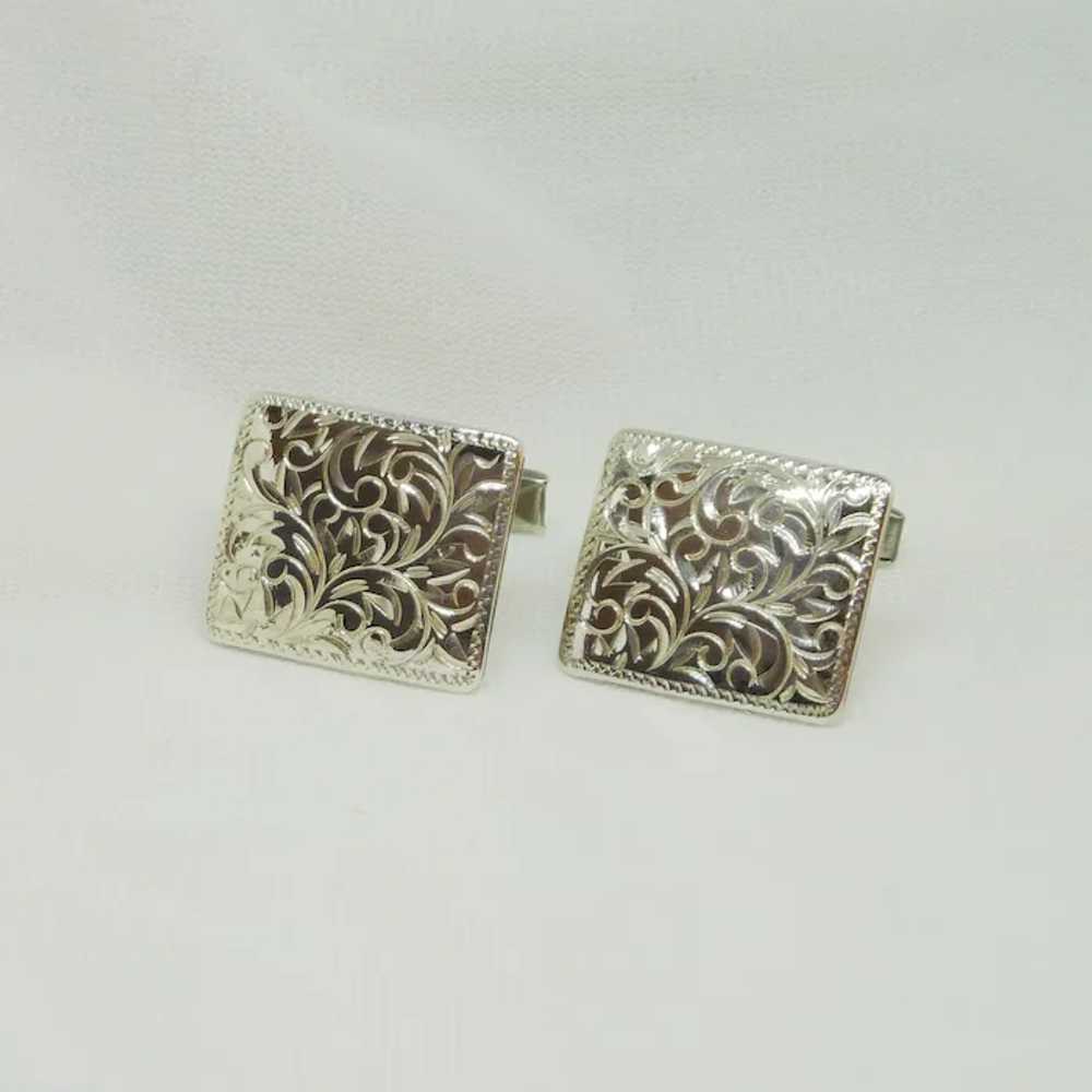 Sterling Silver Rectangular Cufflinks Cuff Links - image 5