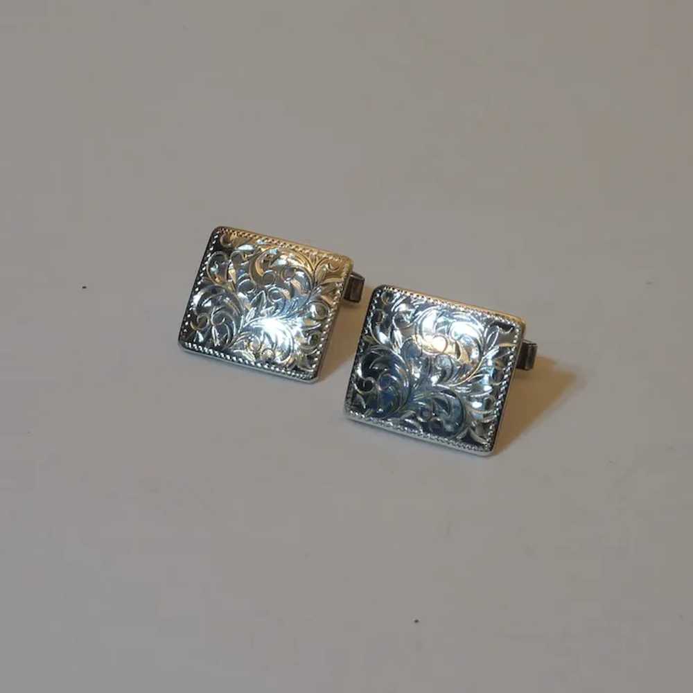 Sterling Silver Rectangular Cufflinks Cuff Links - image 7