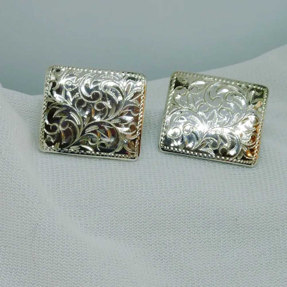 Sterling Silver Rectangular Cufflinks Cuff Links - image 8