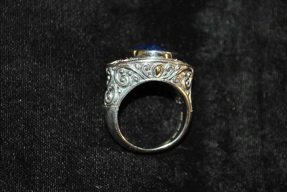 18K / Sterling Silver Lapis Ring - image 4