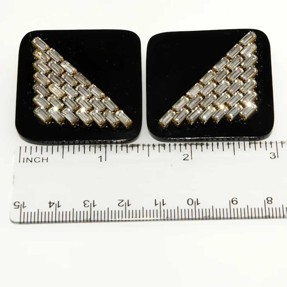 Deco Revival LARGE Earrings Black Resin Clear Bag… - image 3