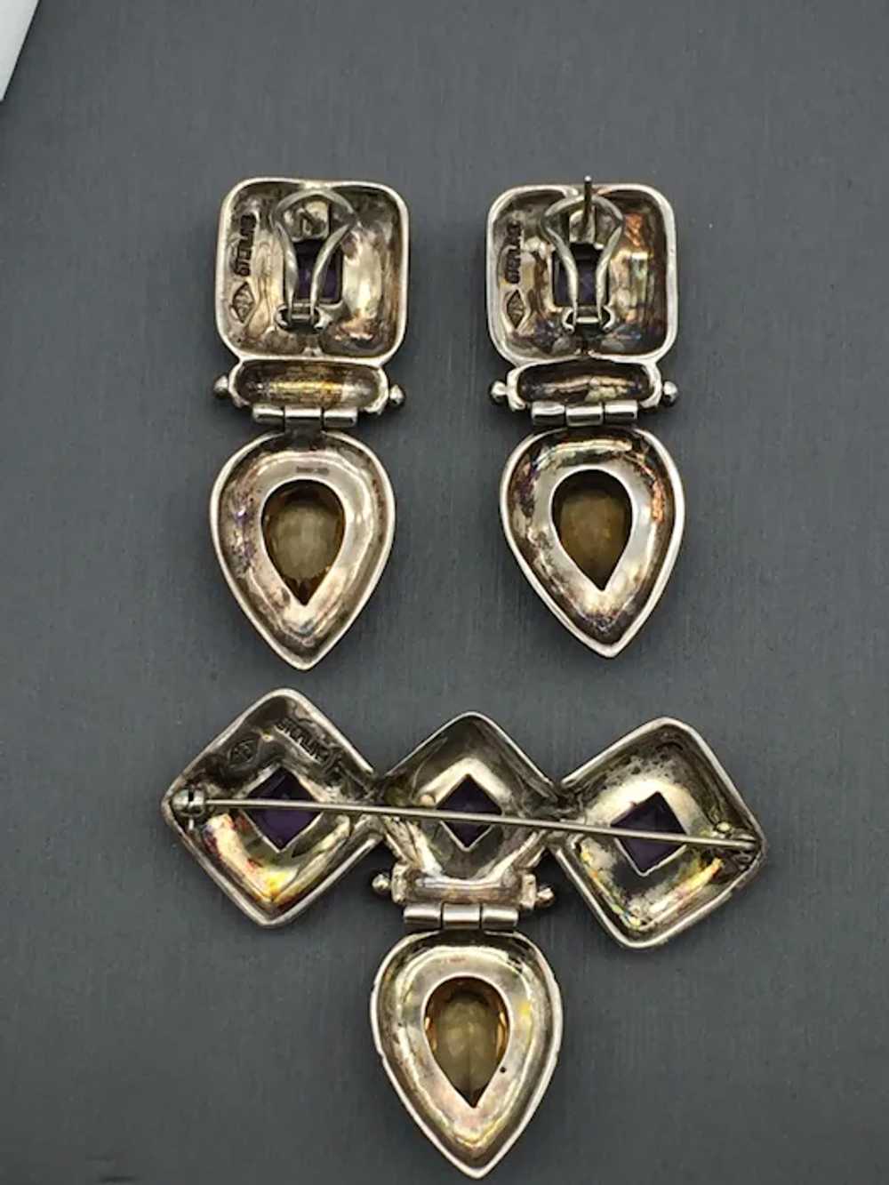 Vintage Judith Jack Amethyst, Citrine and Marcasi… - image 2