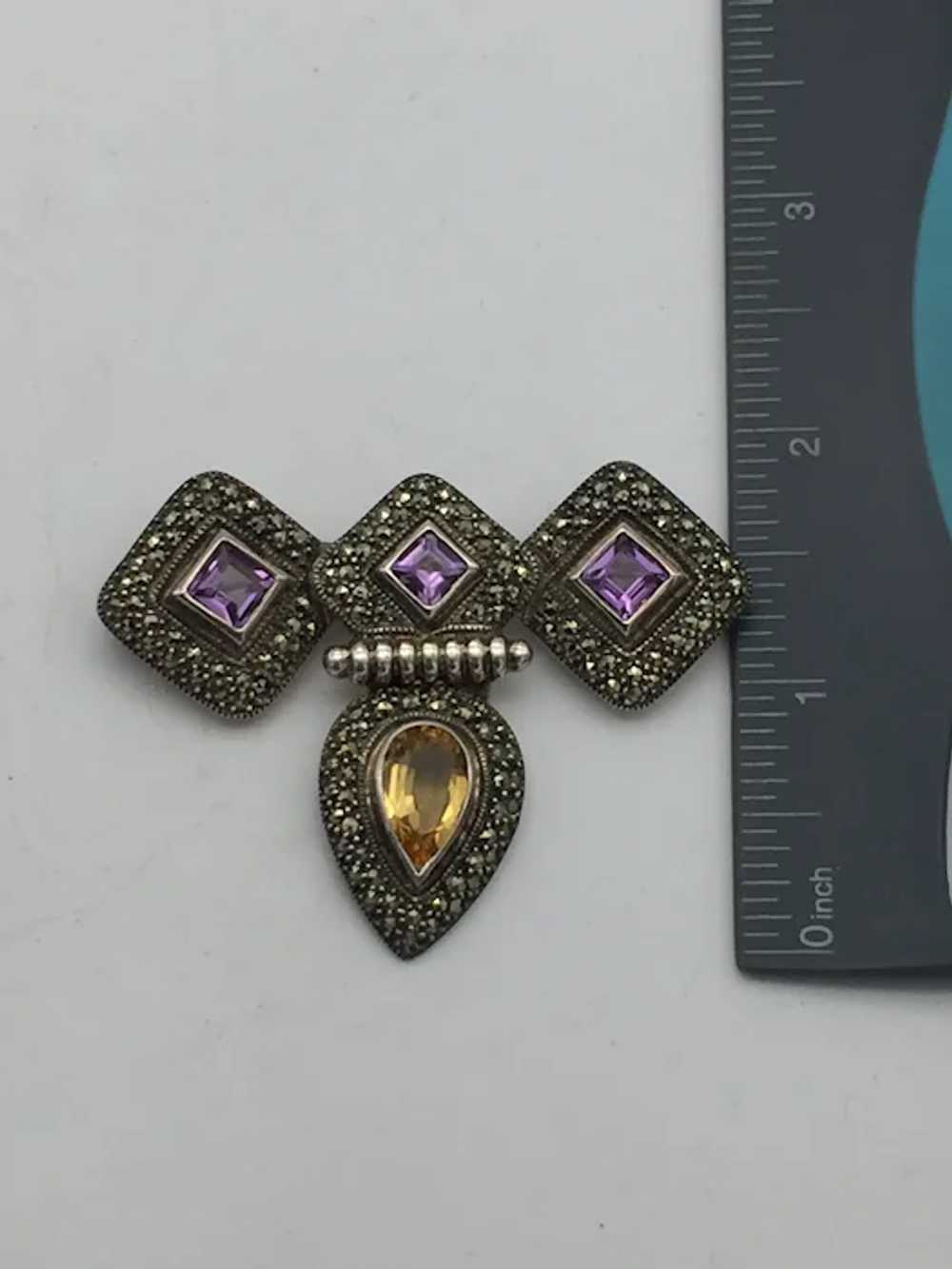 Vintage Judith Jack Amethyst, Citrine and Marcasi… - image 7