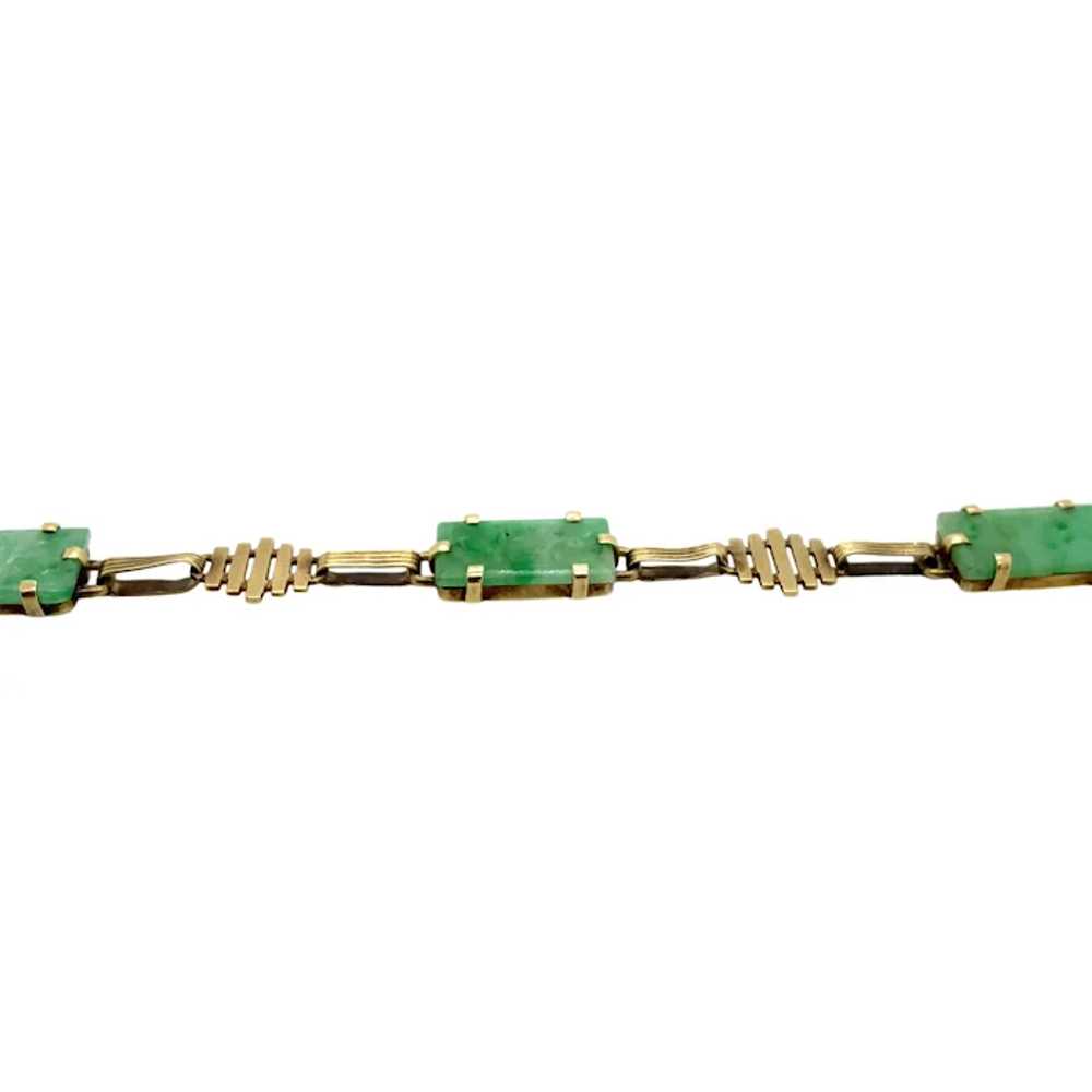 Art Deco 14K Yellow Gold Jade Bracelet - image 3