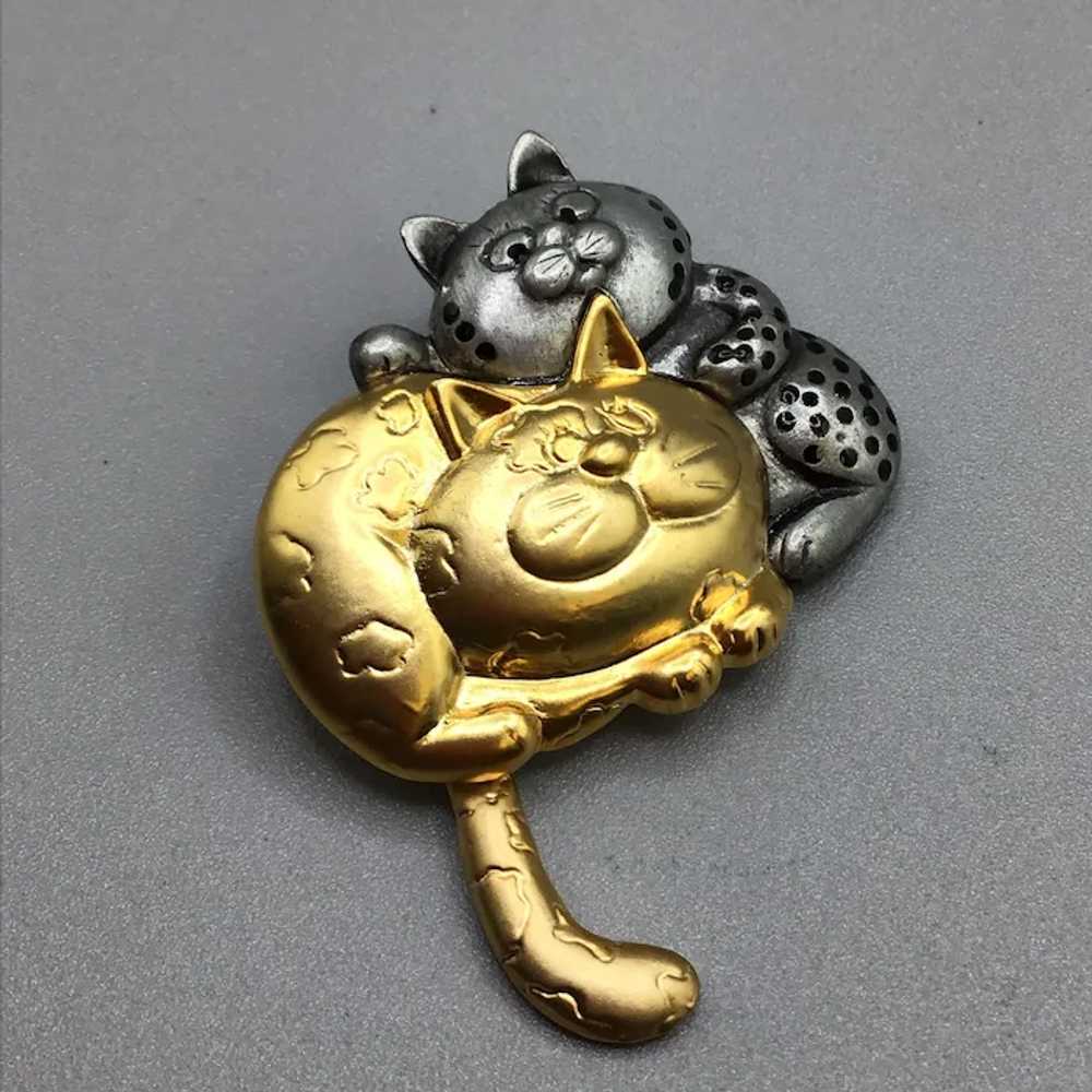 Danecraft Cats Brooch Two Tones Silver Gold Tone … - image 2