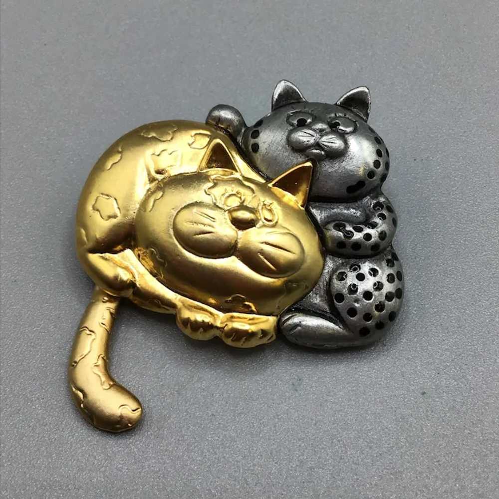 Danecraft Cats Brooch Two Tones Silver Gold Tone … - image 3