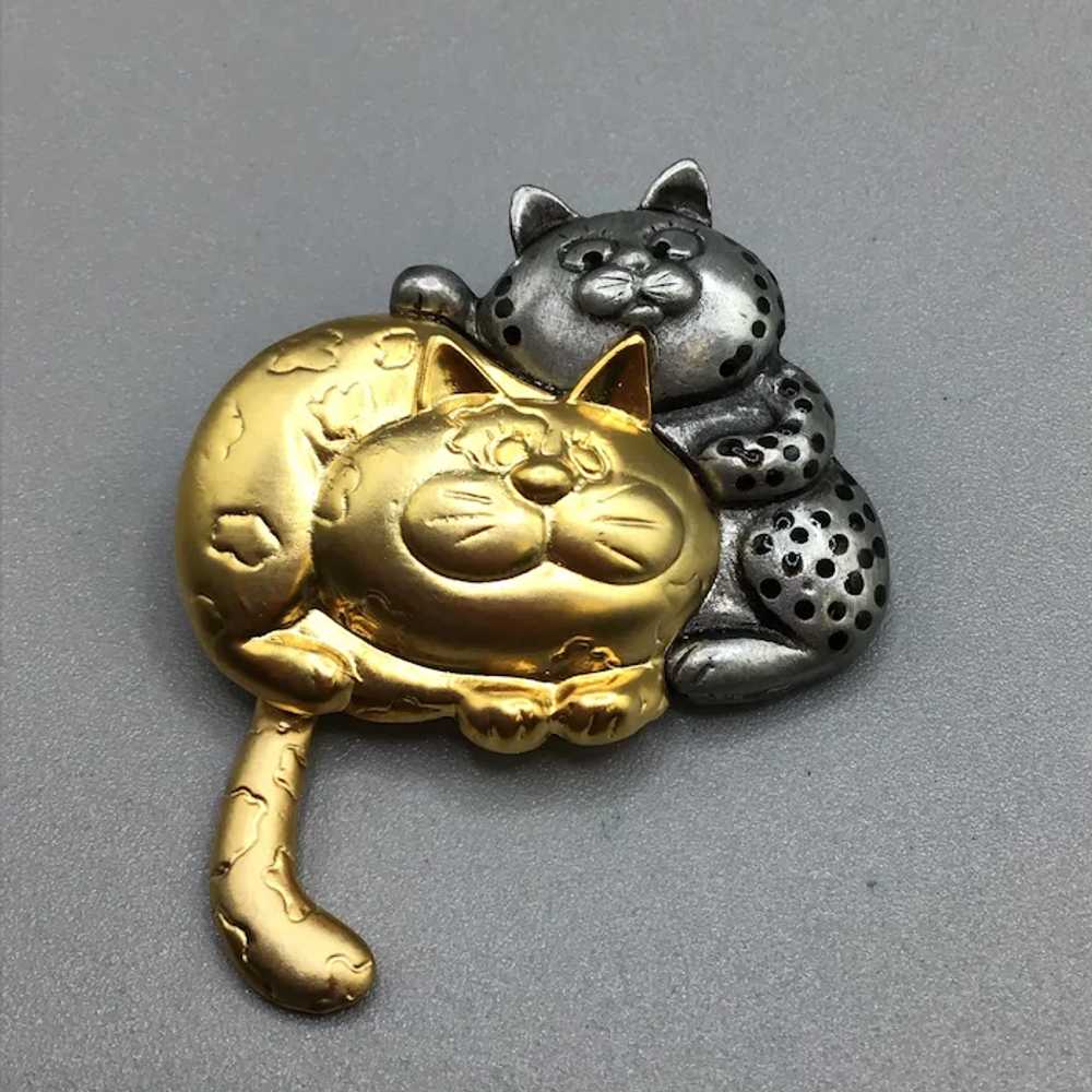 Danecraft Cats Brooch Two Tones Silver Gold Tone … - image 4