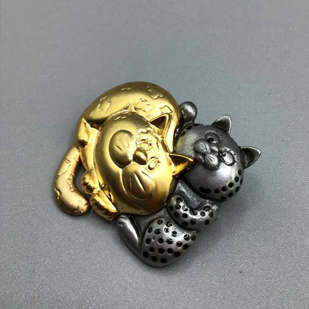 Danecraft Cats Brooch Two Tones Silver Gold Tone … - image 5