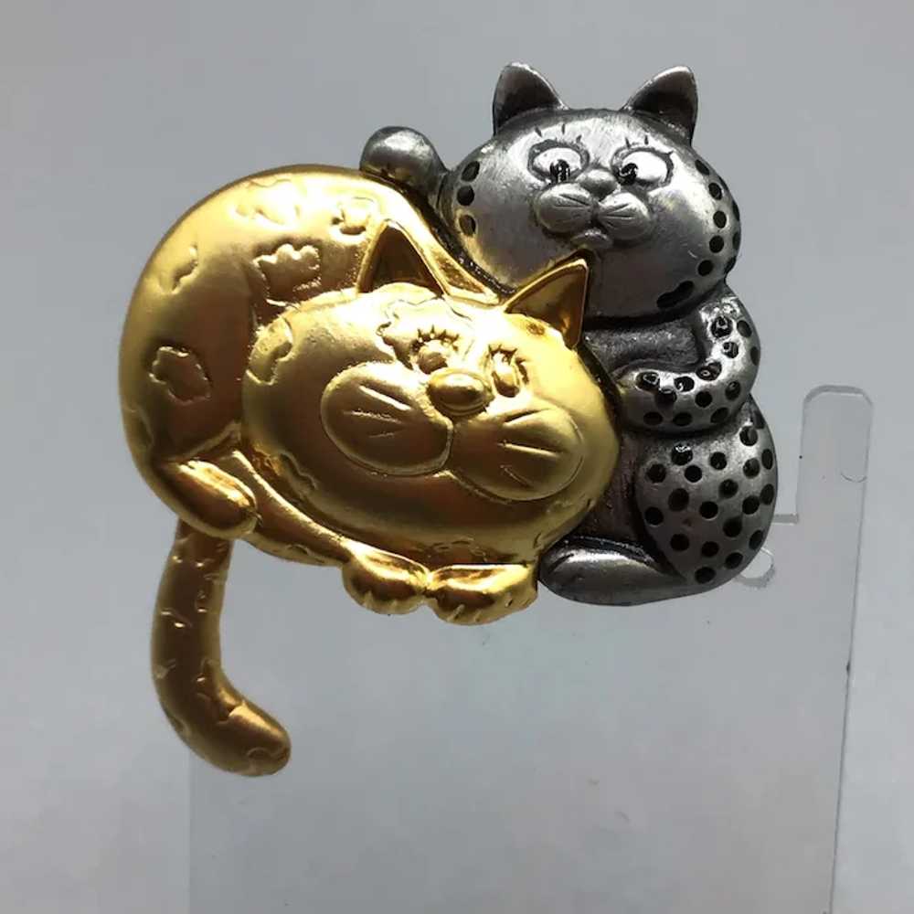 Danecraft Cats Brooch Two Tones Silver Gold Tone … - image 6