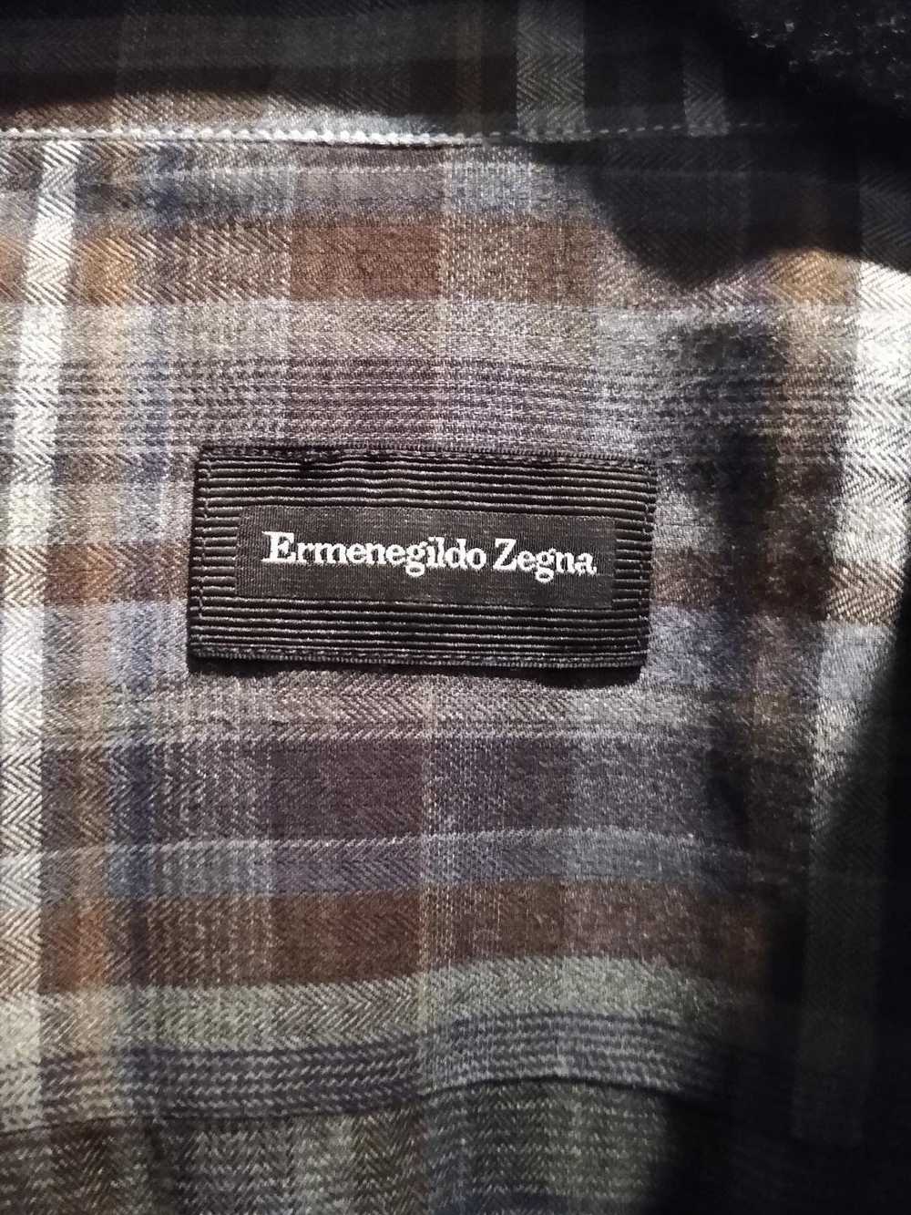 Ermenegildo Zegna 100% Cotton Plaid Button Front … - image 3