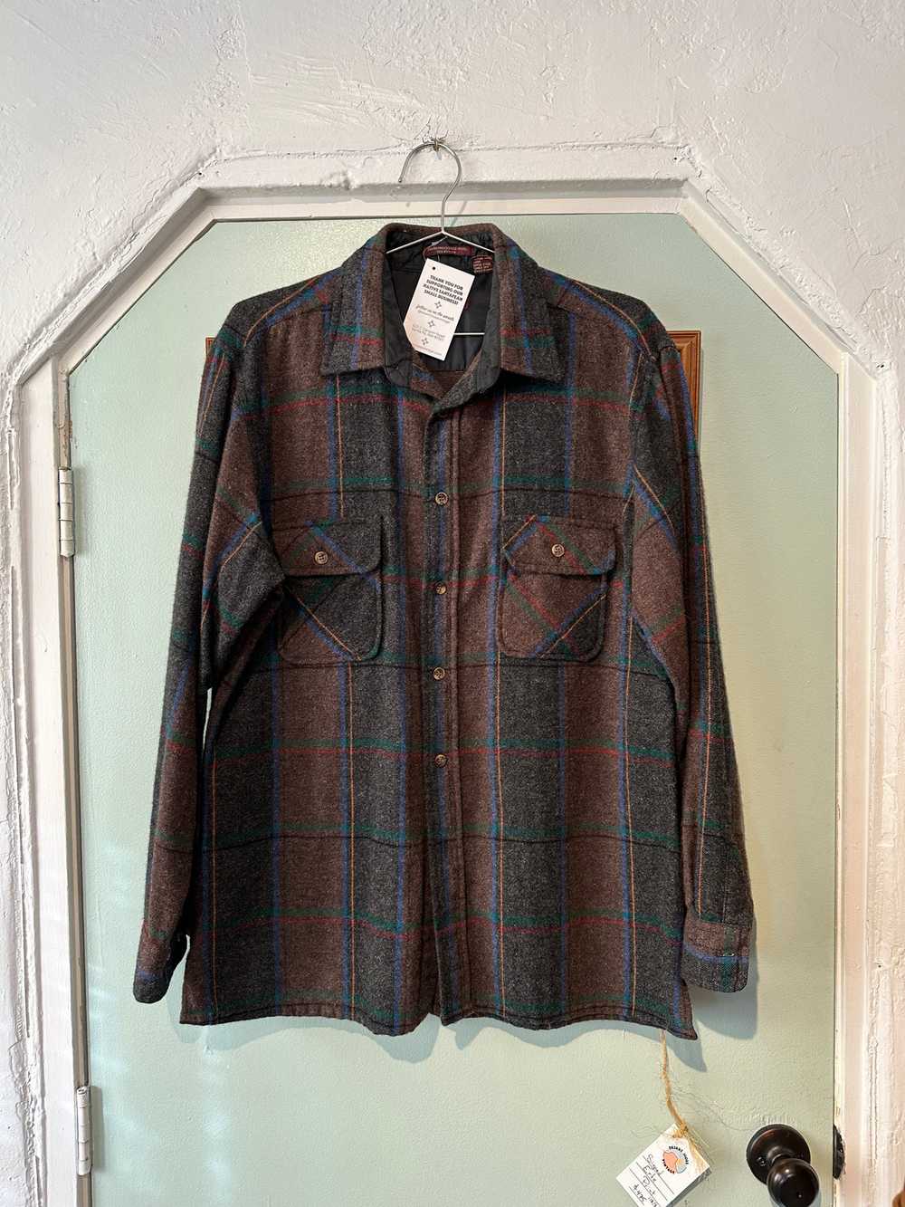 80's L.Fox Ltd Wool Blend Plaid Shirt - image 1