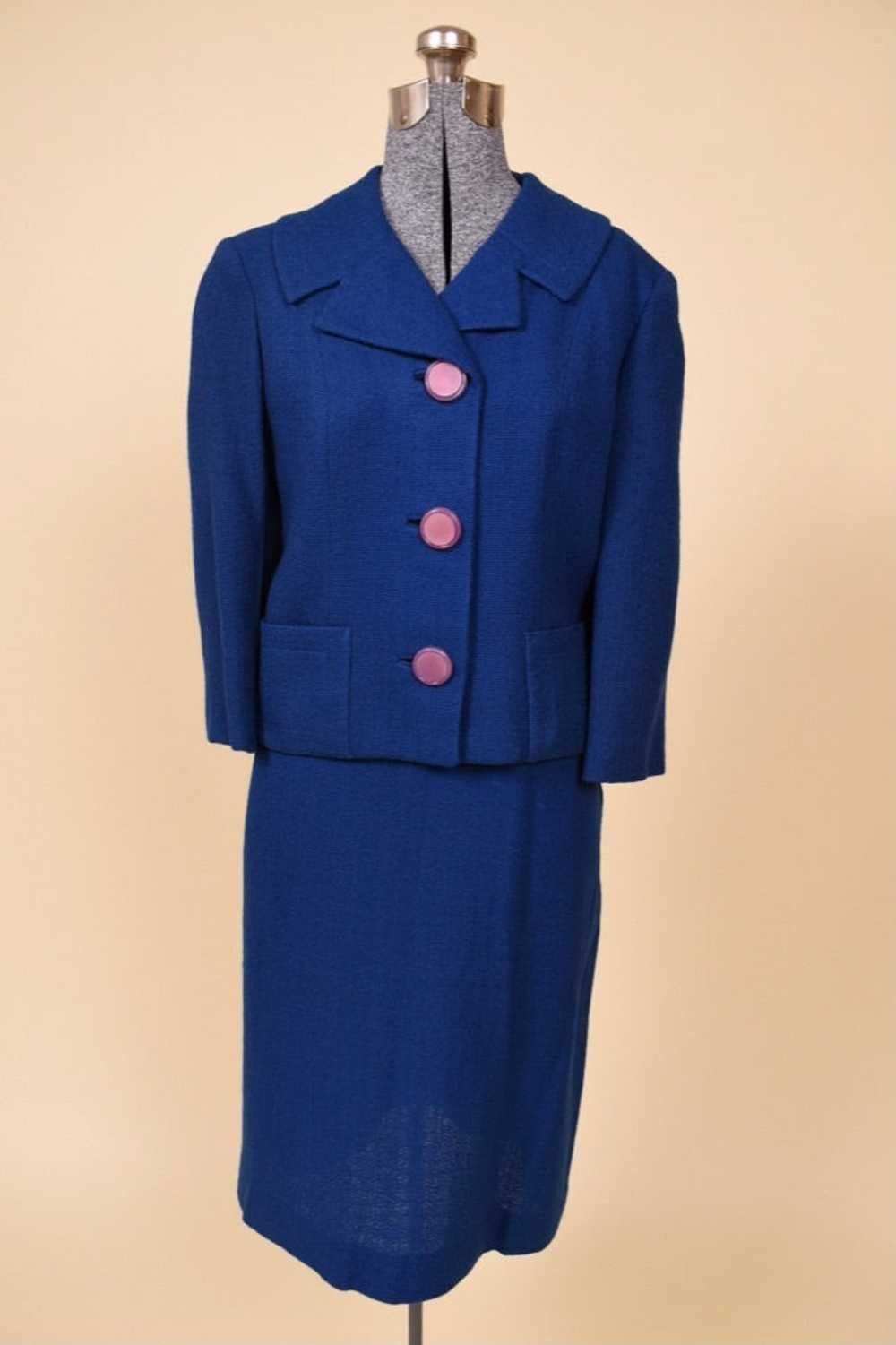 Blue 50s Suit Jacket and Skirt Set By Lane Shops,… - image 1
