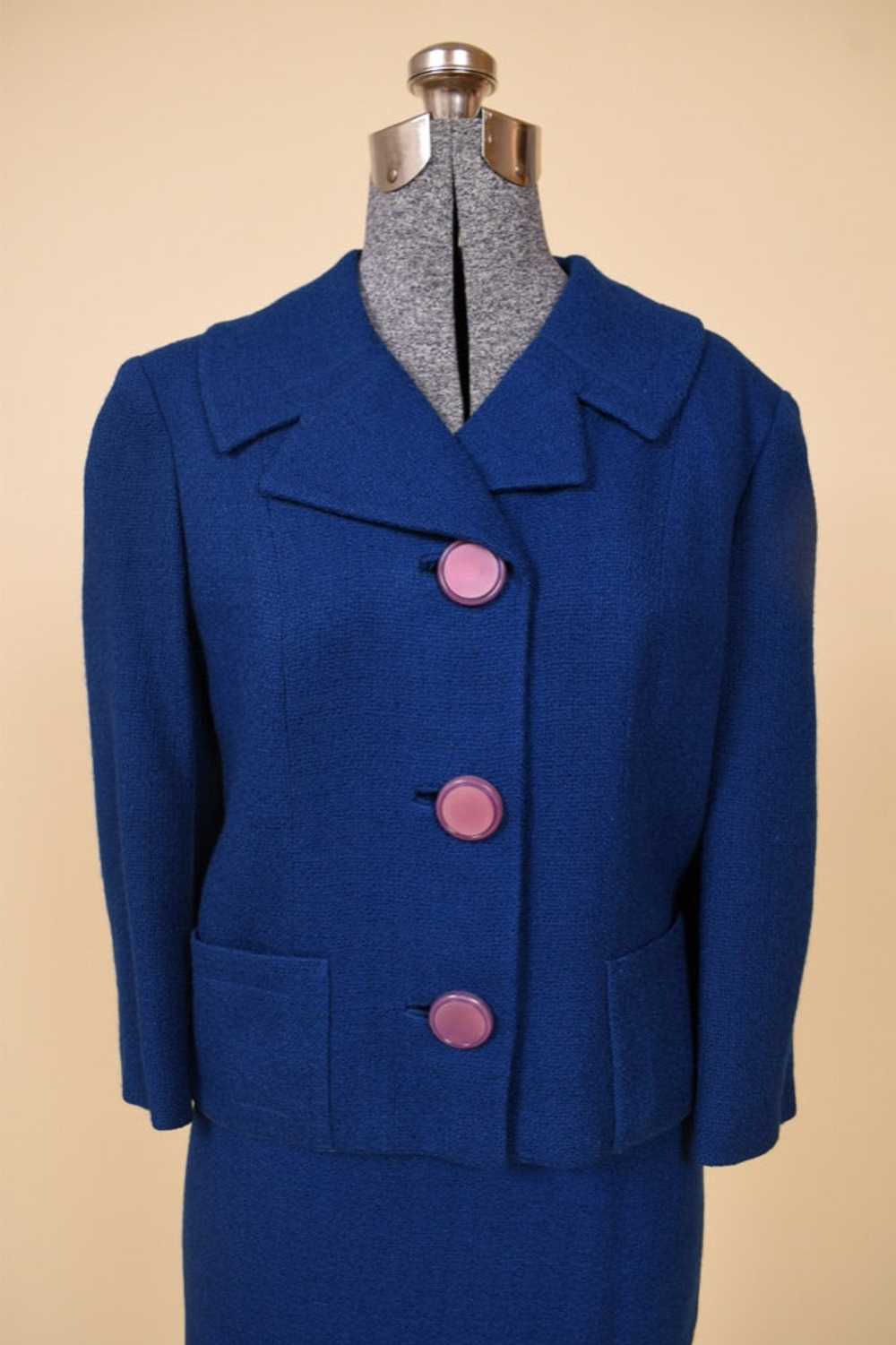 Blue 50s Suit Jacket and Skirt Set By Lane Shops,… - image 4