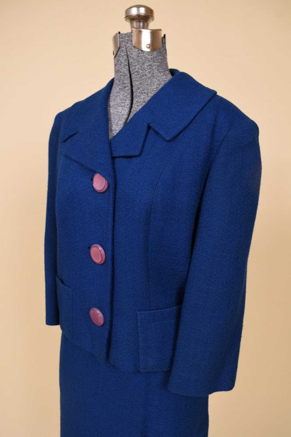 Blue 50s Suit Jacket and Skirt Set By Lane Shops,… - image 5