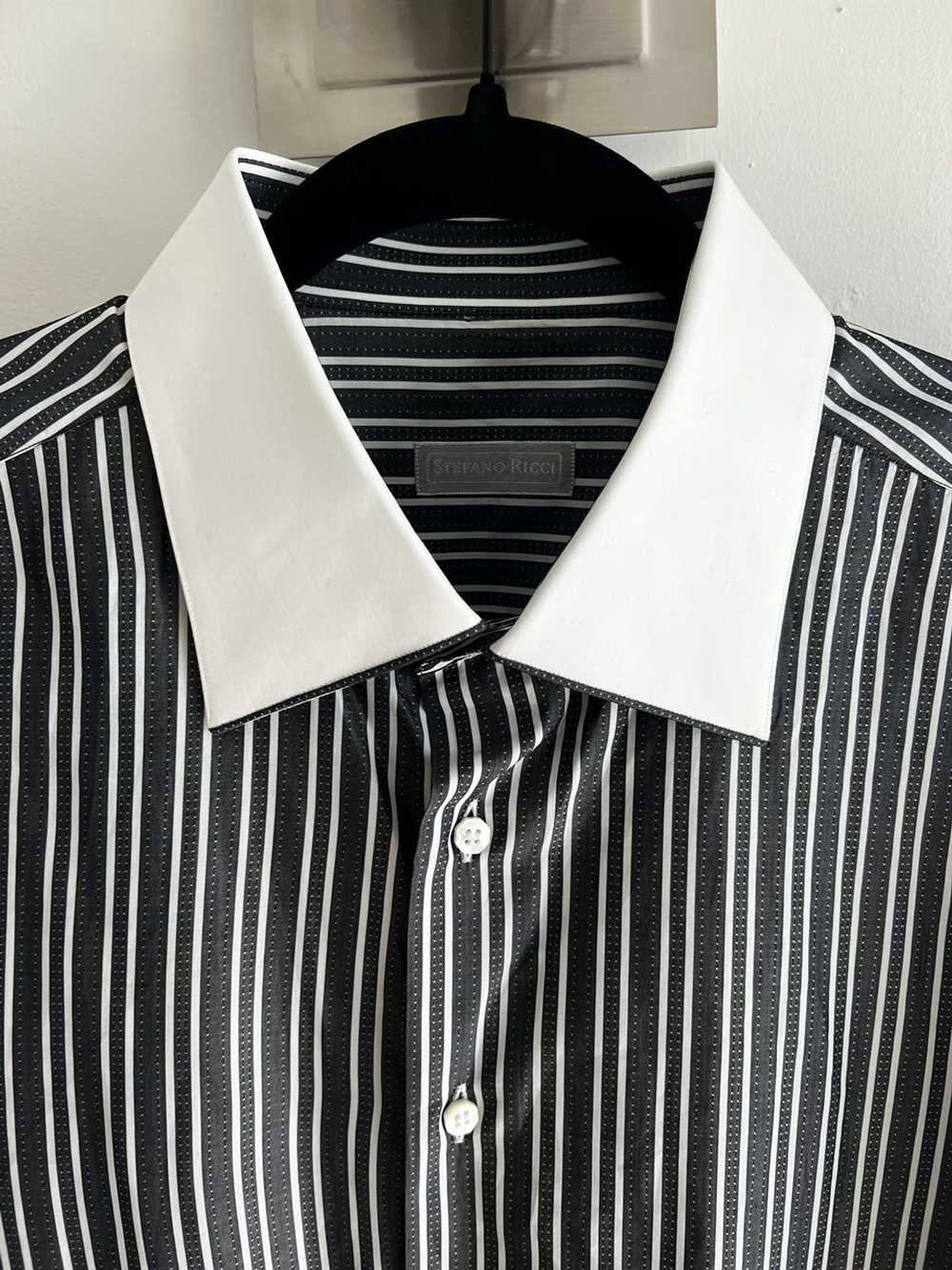 Stefano Ricci Mens Dark Grey Striped Salerno Shirt - image 3