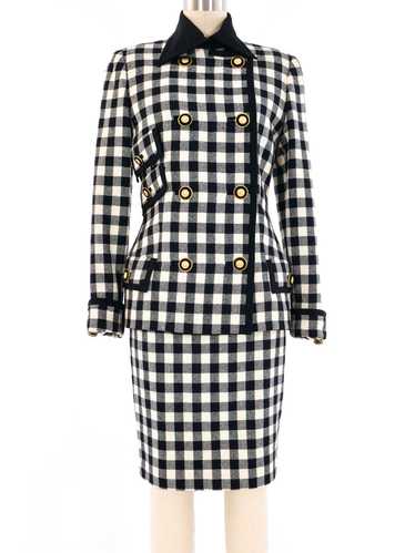 Gianni Versace Checkered Wool Skirt Suit