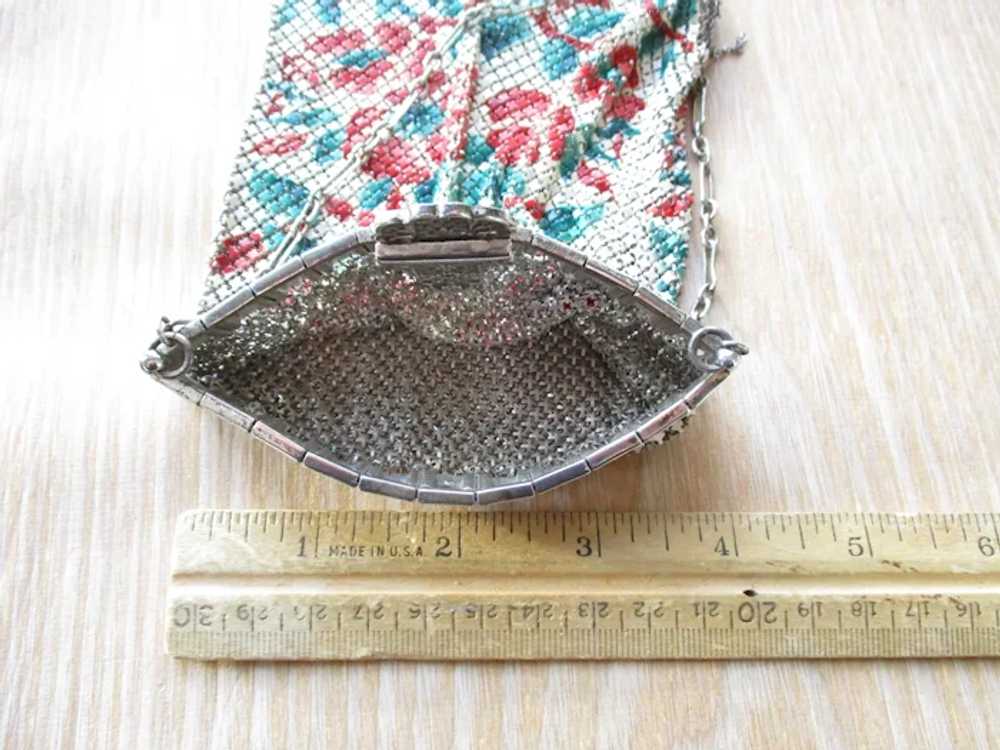 Antique Enamel Mesh Purse Handbag Ornate Silver F… - image 10