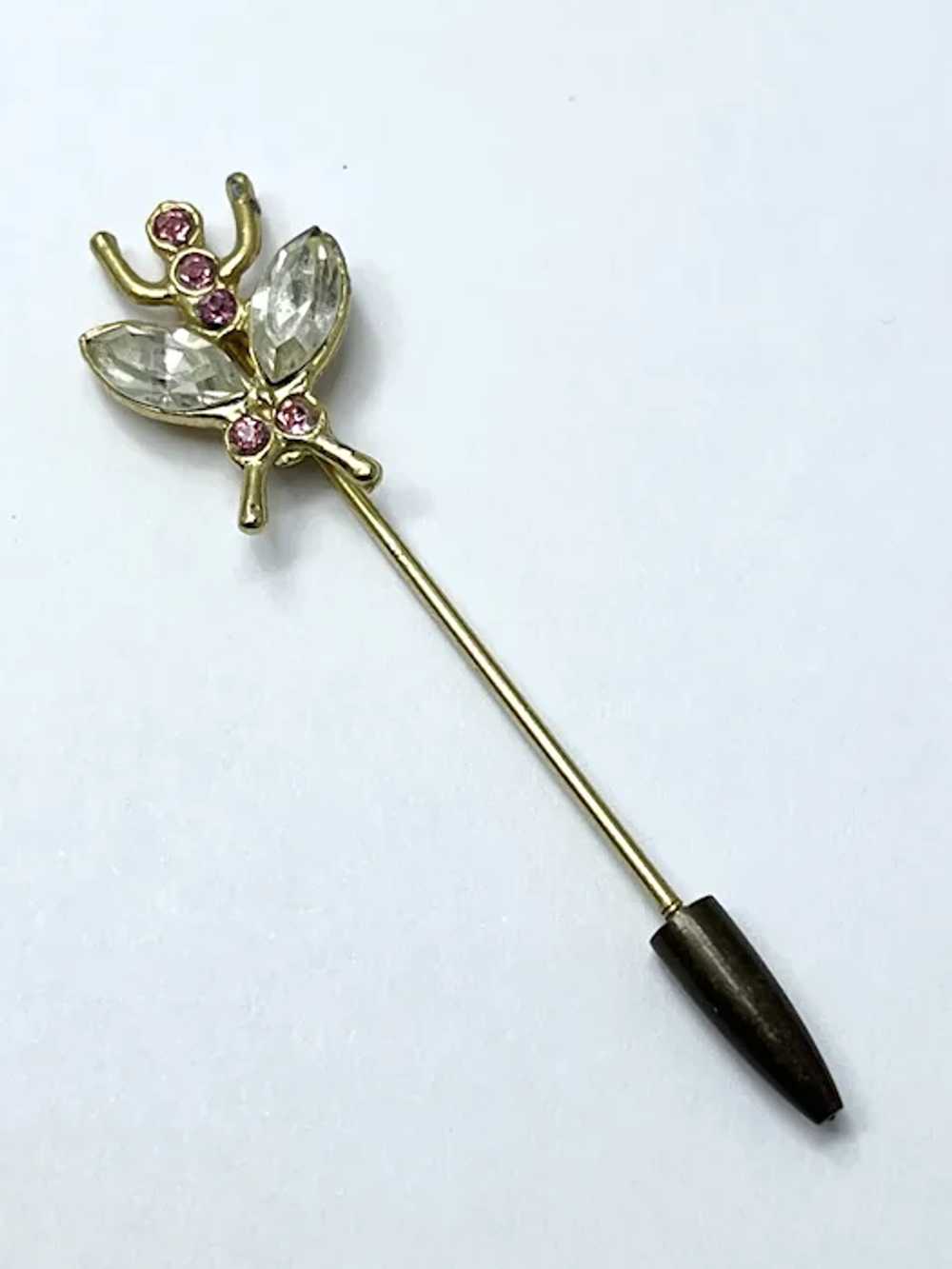 Vintage Rhinestone Bug Insect Stick Pin - image 4