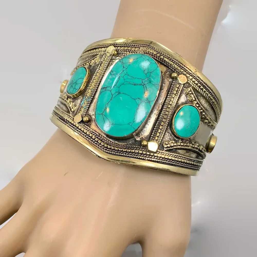 Kuchi Cuff, Afghan, Vintage Bracelet, Composite J… - image 2