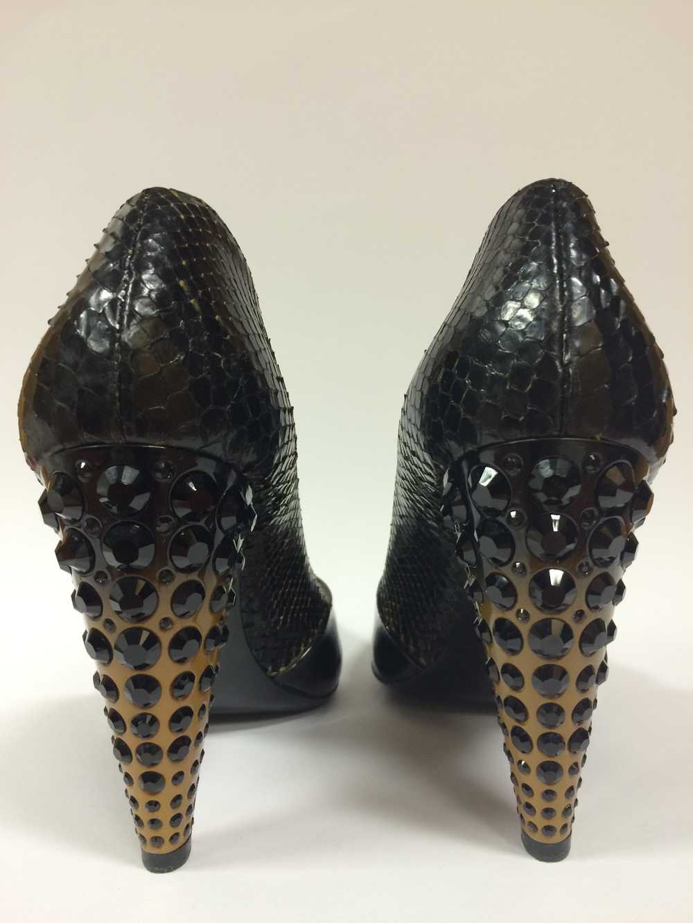 Miu Miu MIU MIU Black Python and Patent Leather P… - image 2