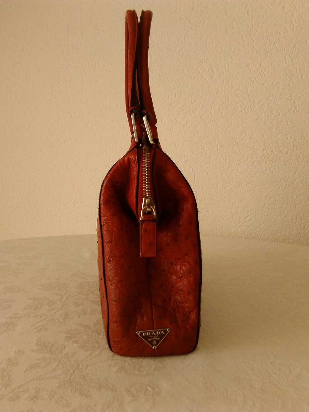 Prada Prada Red Ostrich leather Handbag - image 2